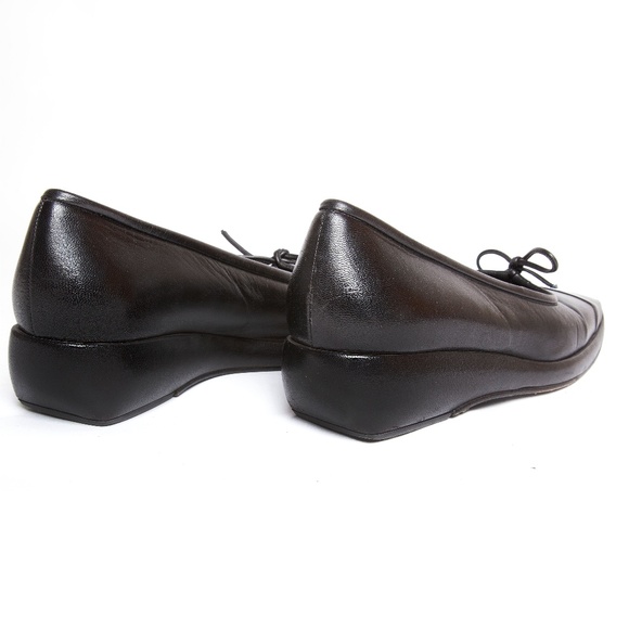 CHANEL Black Leather Mini Wedge Flats - Picture 6 of 6